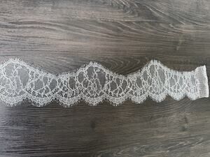 Premium French Chantilly Lace Trim 22.4 Ft Floral Scallop Eyelash Bridal Veil